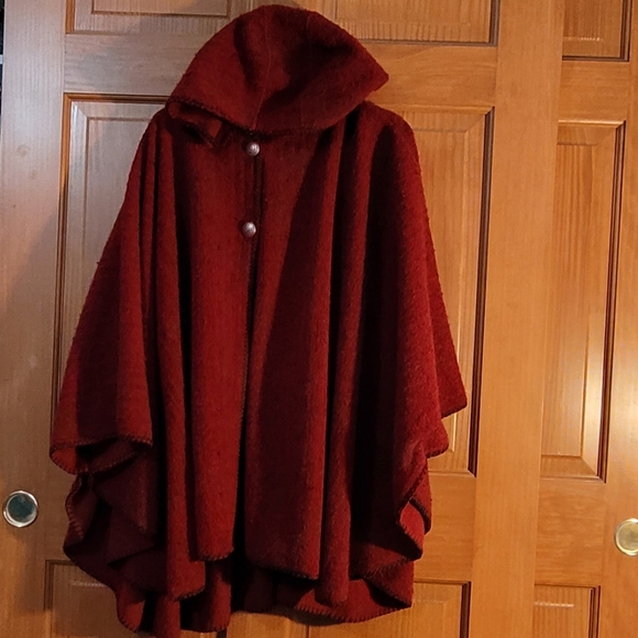 Bear Ridge Outfitters Womens XL / 2X Poncho Wool Blend Red - Picture 1 of 7